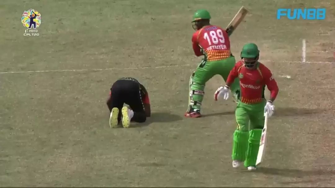 WATCH: Dwayne Bravo down injured; Batsman Hetmyer goes to smash him with bat, shares laughs