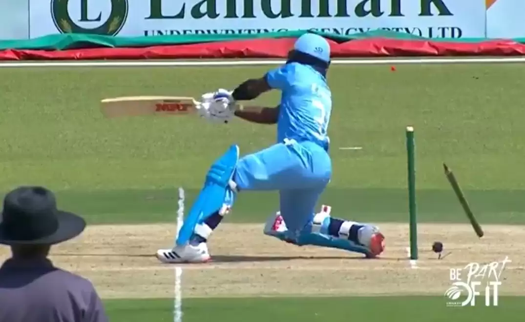 WATCH: Batter smashes off stump to gully in bizarre hit-wicket dismissal