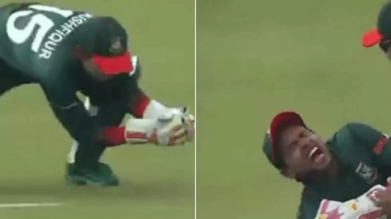 WATCH: Mushfiqur Rahim hurts shoulders during over the top celebration