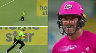 WATCH: Ben Cutting celebrates catch off free hit in BBL; batters laugh and take free run