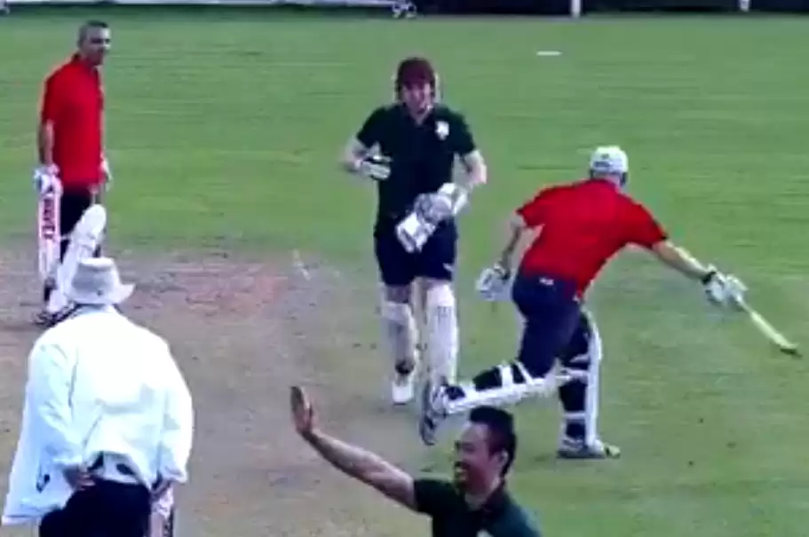 WATCH: Non-striker throws bat at striker after run out confusion in village cricket