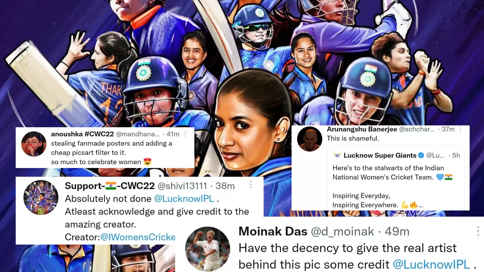Lucknow Super Giants faces flak on Twitter for copying fan poster on women’s day