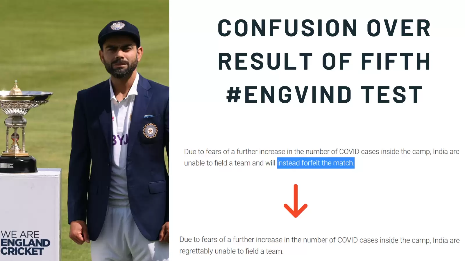 ECB jump in to make series a draw; BCCI says hold on, forces statement change