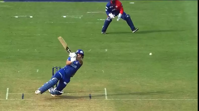 WATCH: Ishan Kishan falls over while trying to play slog shot