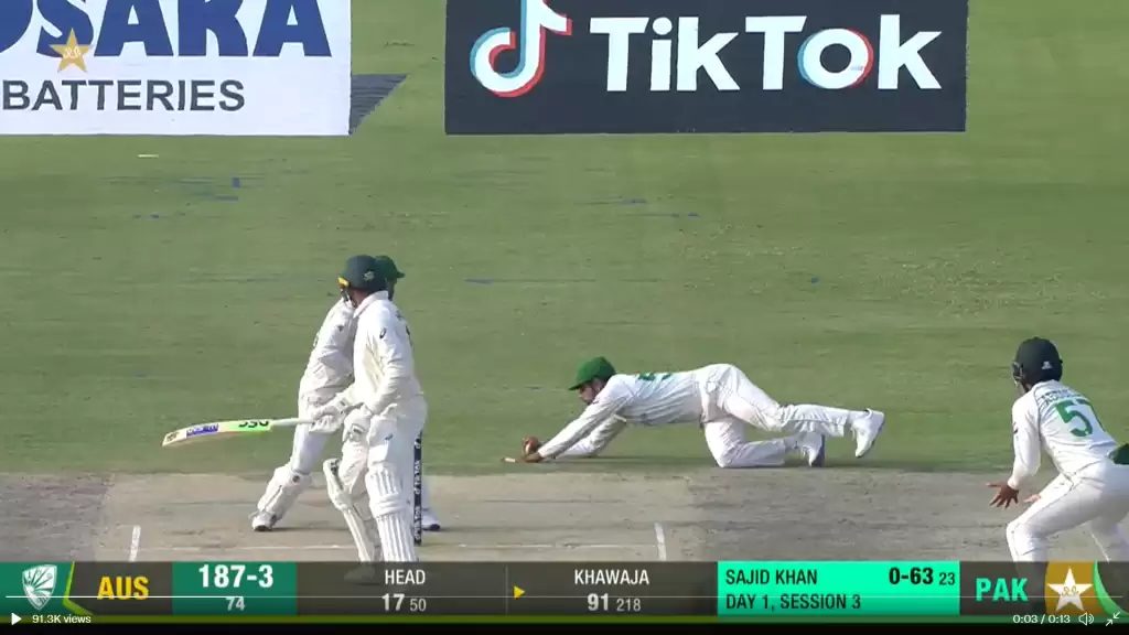 WATCH: Babar Azam takes a screamer in the slip cordon to deny Usman Khawaja a century
