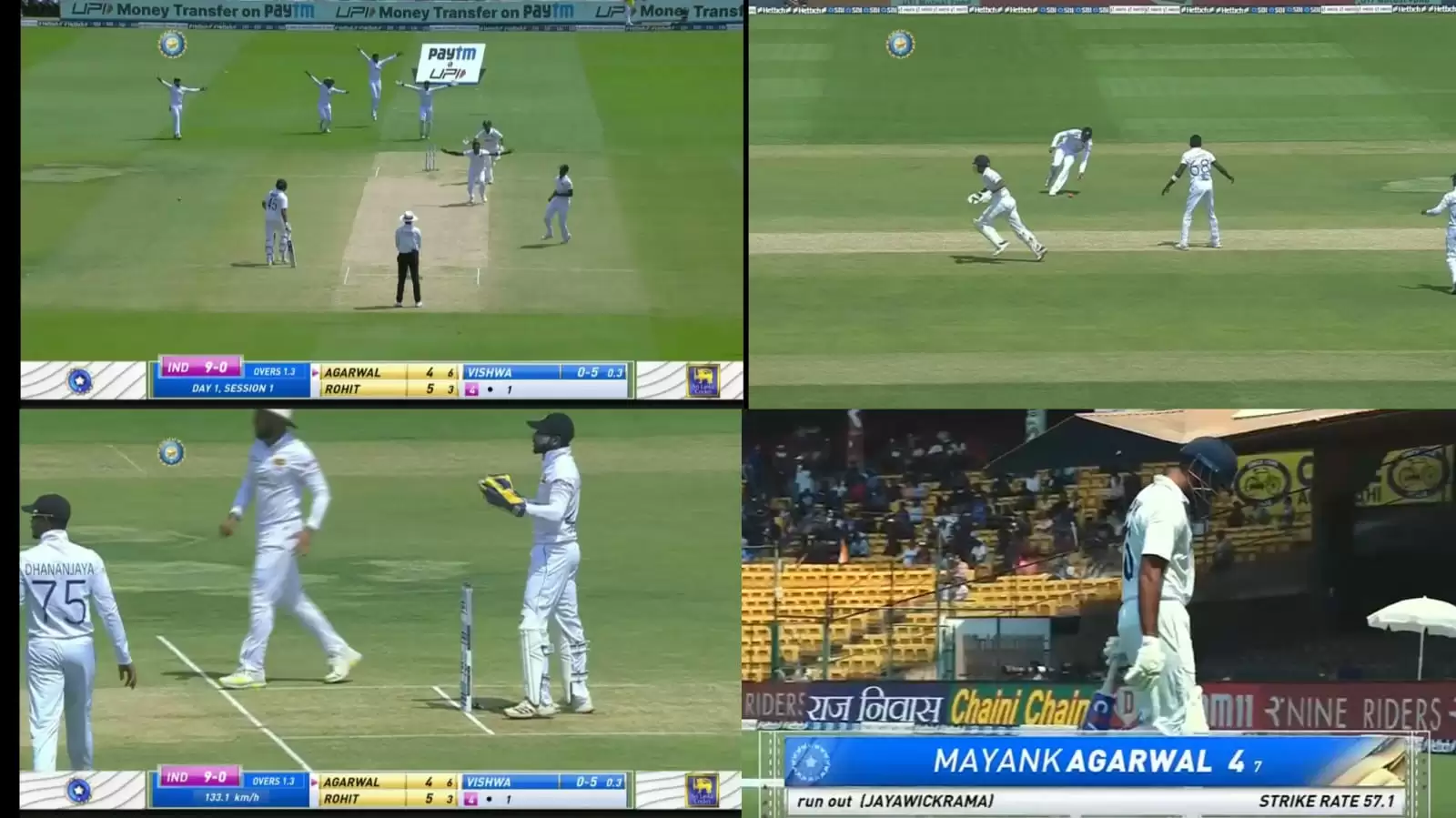 Watch: Mayank Agarwal run out amidst confusion regarding DRS intervention off a no-ball