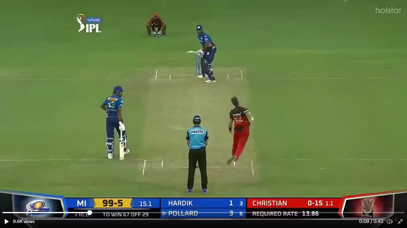 WATCH: RCB&rsquo;s Dan Christian innovates by falling over to wrong side in bowling stride
