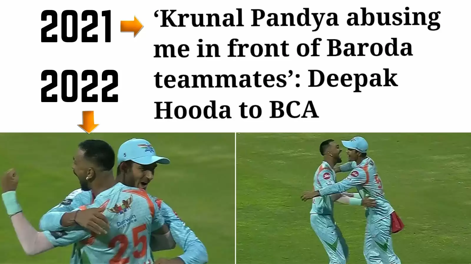 WATCH: Former foes Krunal Pandya and Deepak Hooda hug each other after Shubman Gill’s dismissal