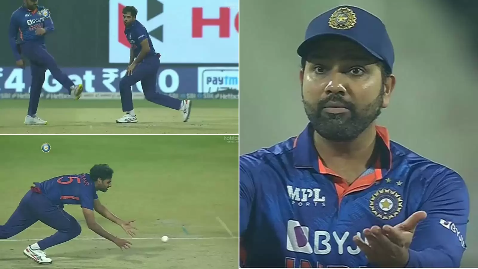 WATCH: Rohit Sharma kicks ball in anger after Bhuvneshwar Kumar drops a catch