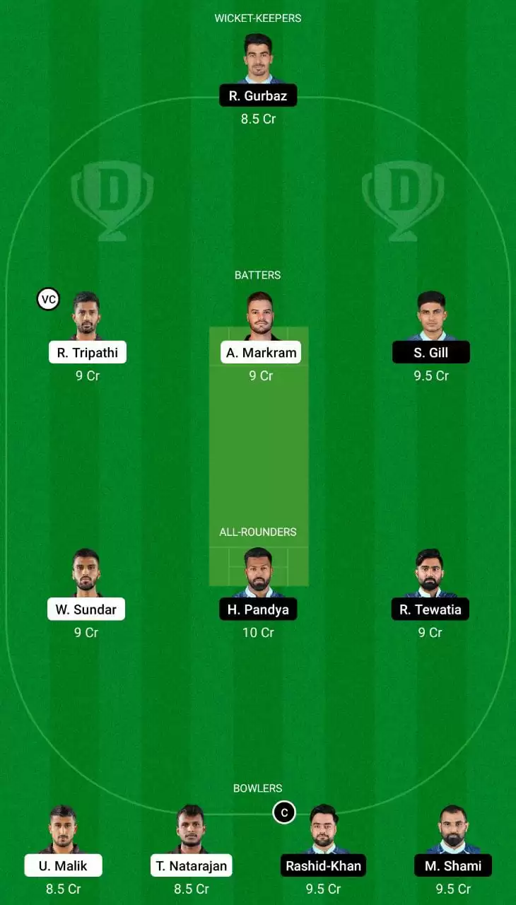 SRH vs GT Dream11 Team
