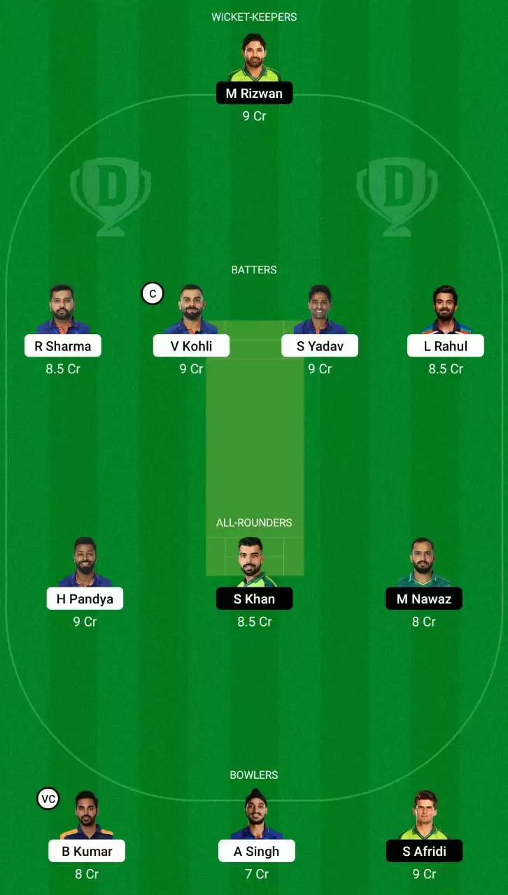 IND vs PAK Dream11 Team