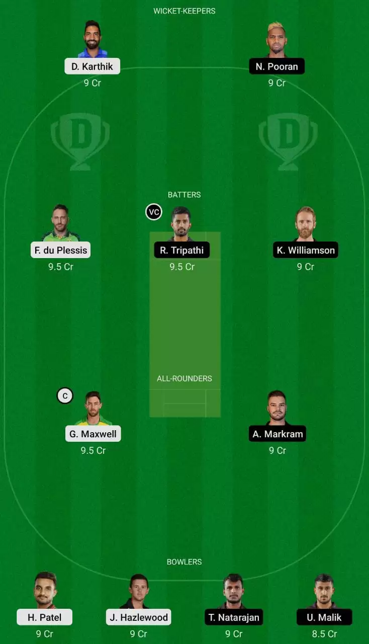 BLR vs SRH Dream11 Team