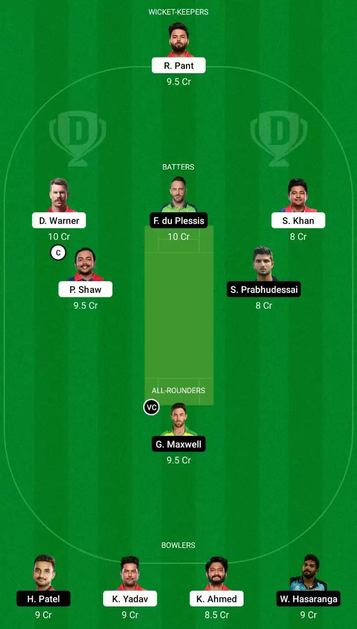 DC vs BLR Dream11 Team