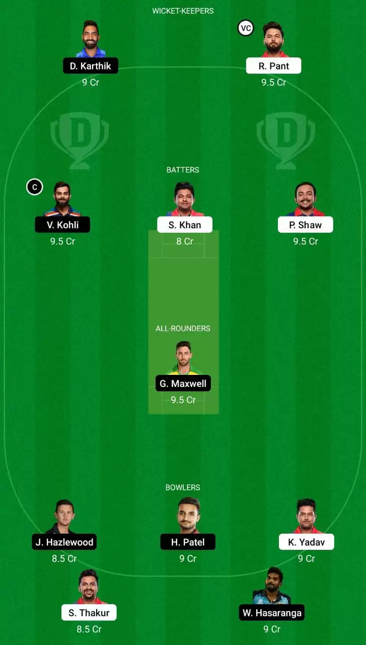 DC vs BLR Dream11 Team