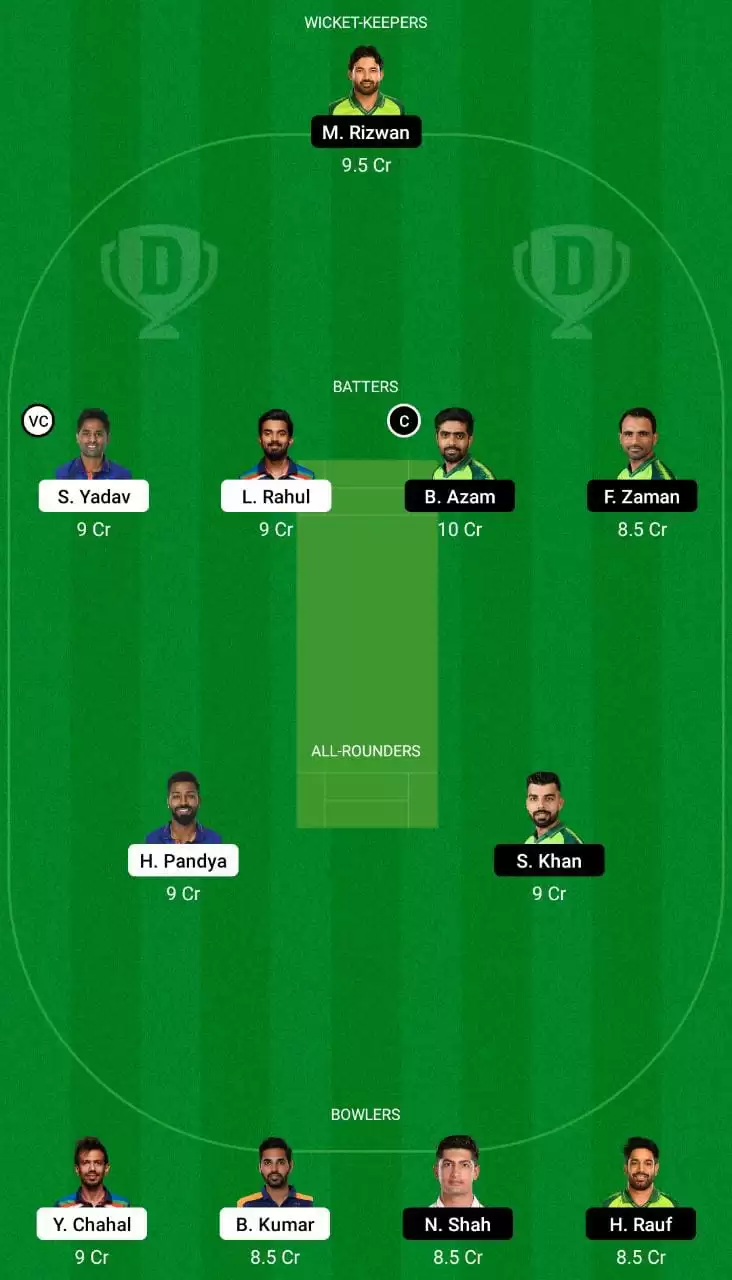 IND vs PAK Dream11 Team