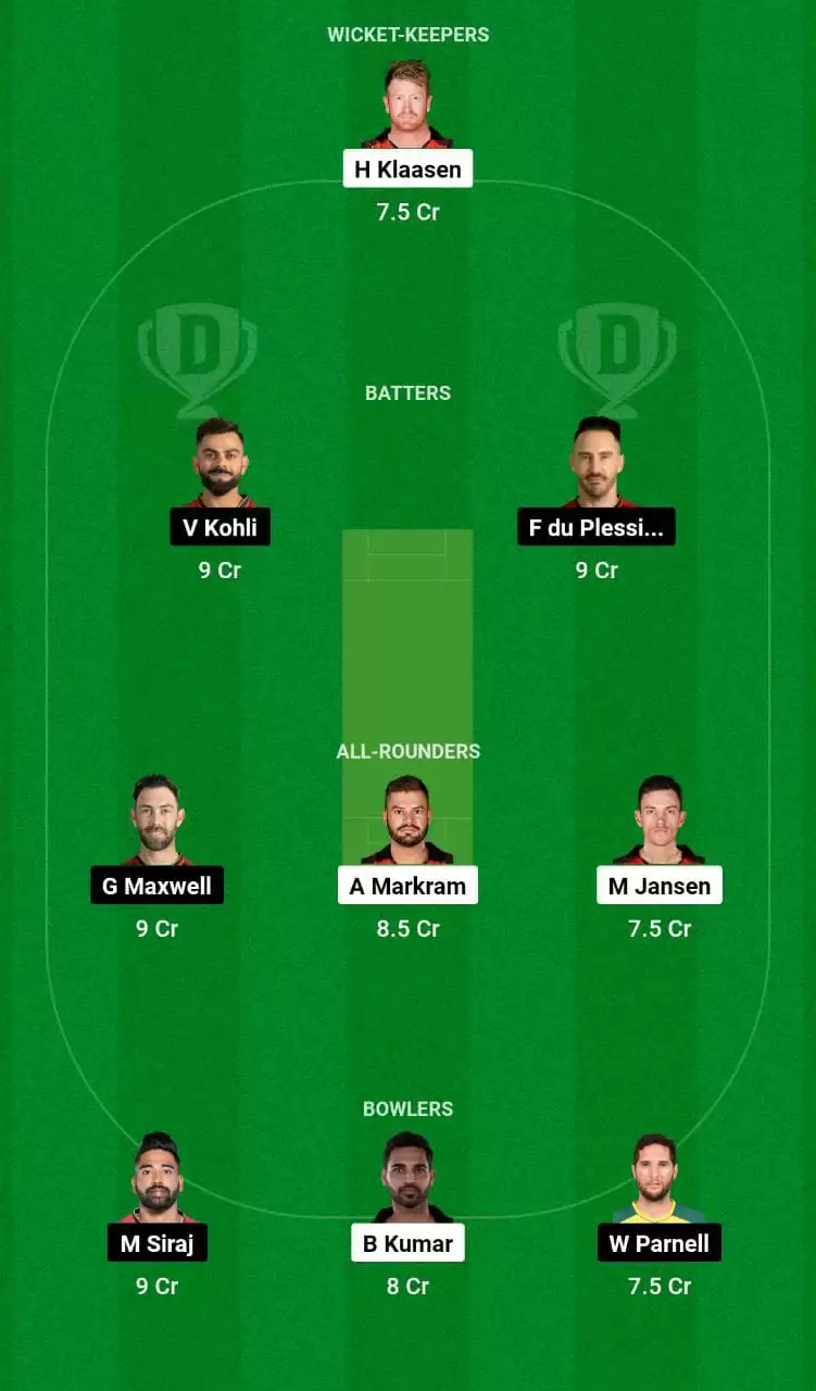 SRH vs RCB Base SL