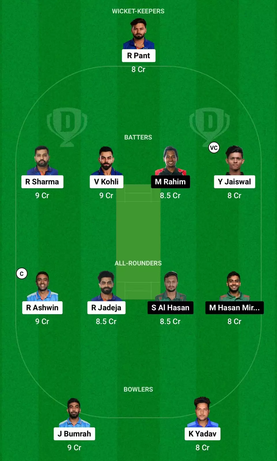 IND vs BAN Dream11 Prediction 1st Test Small League Team