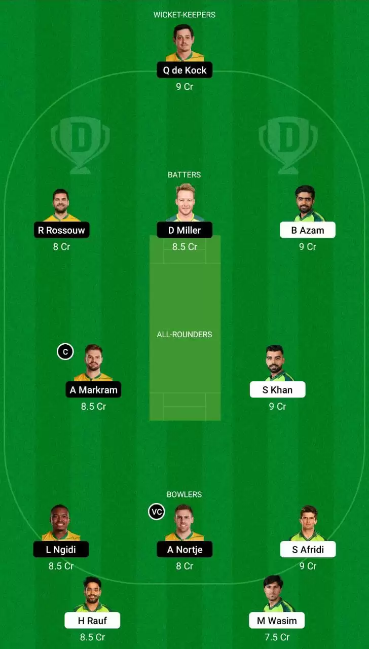 PAK vs SA Dream11 Team