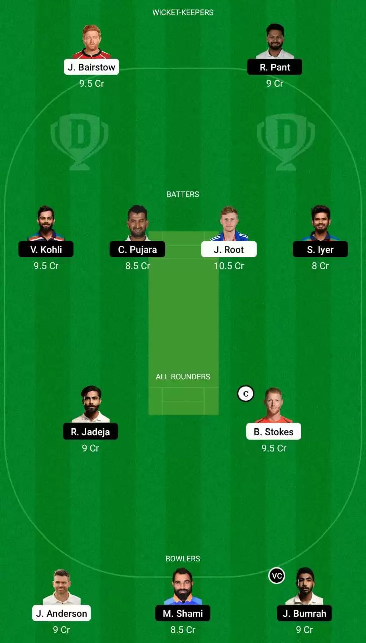 ENG vs IND Dream11 Team