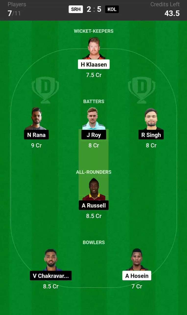 SRH vs KOL Dream11 Prediction Playing XI IPL 2023