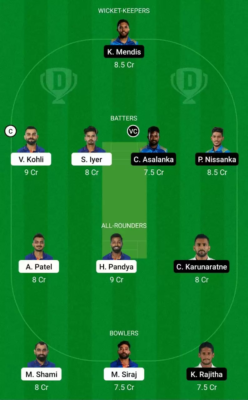 IND vs SL Dream11 Prediction 1st ODI Small League Team