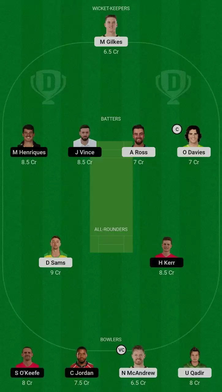 THU vs SIX Dream11 Grand League Team