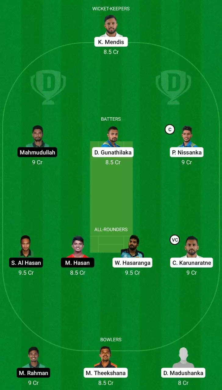 SL vs BAN Dream11 Team