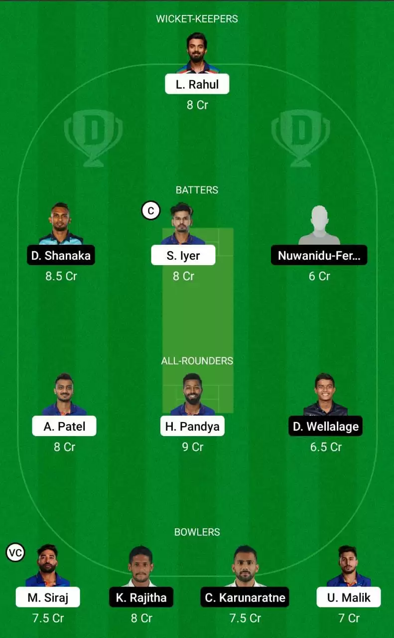 IND vs SL Dream11 Prediction 3rd ODI Small League Team