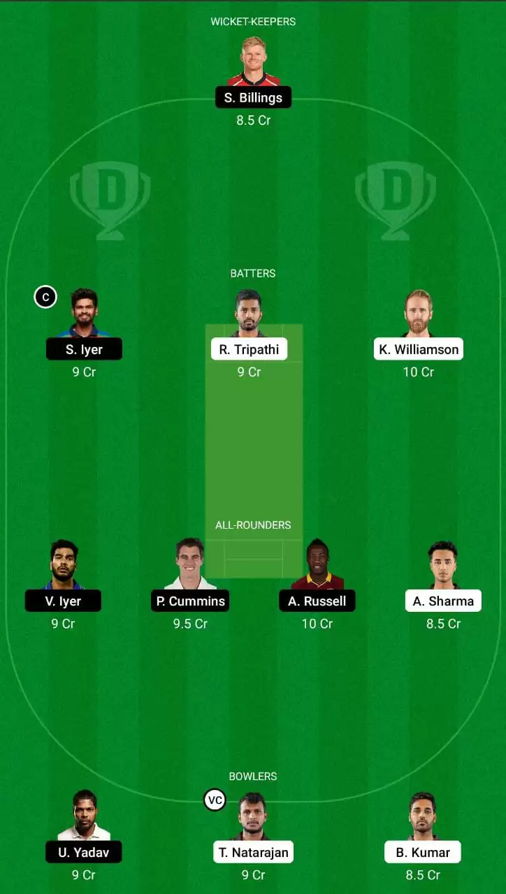 SRH vs KOL Dream11 Team IPL 2022