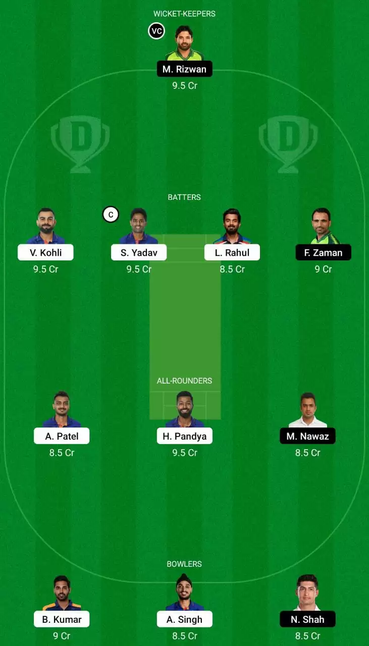 IND vs PAK Dream11 Team