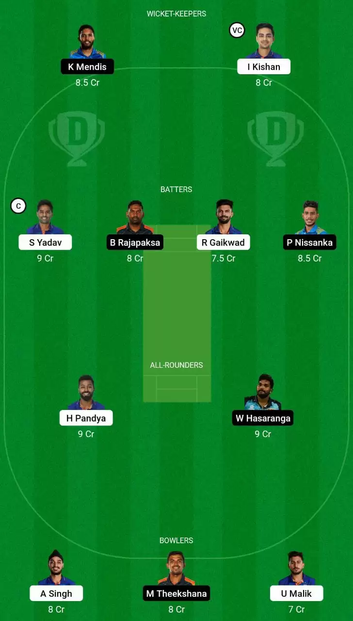 IND vs SL Dream11 Small League Team