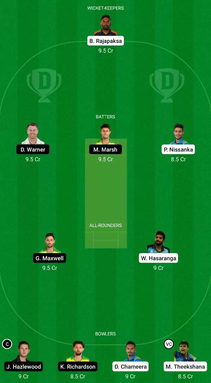SL vs AUS Dream11 Team
