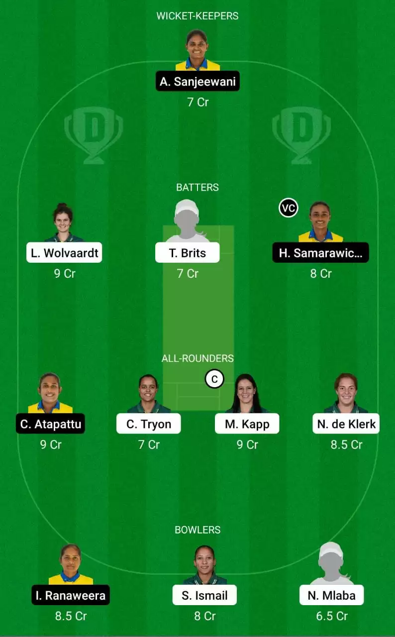 SA-W vs SL-W Dream11 Prediction Small League team ICC Women's T20 World Cup 2023