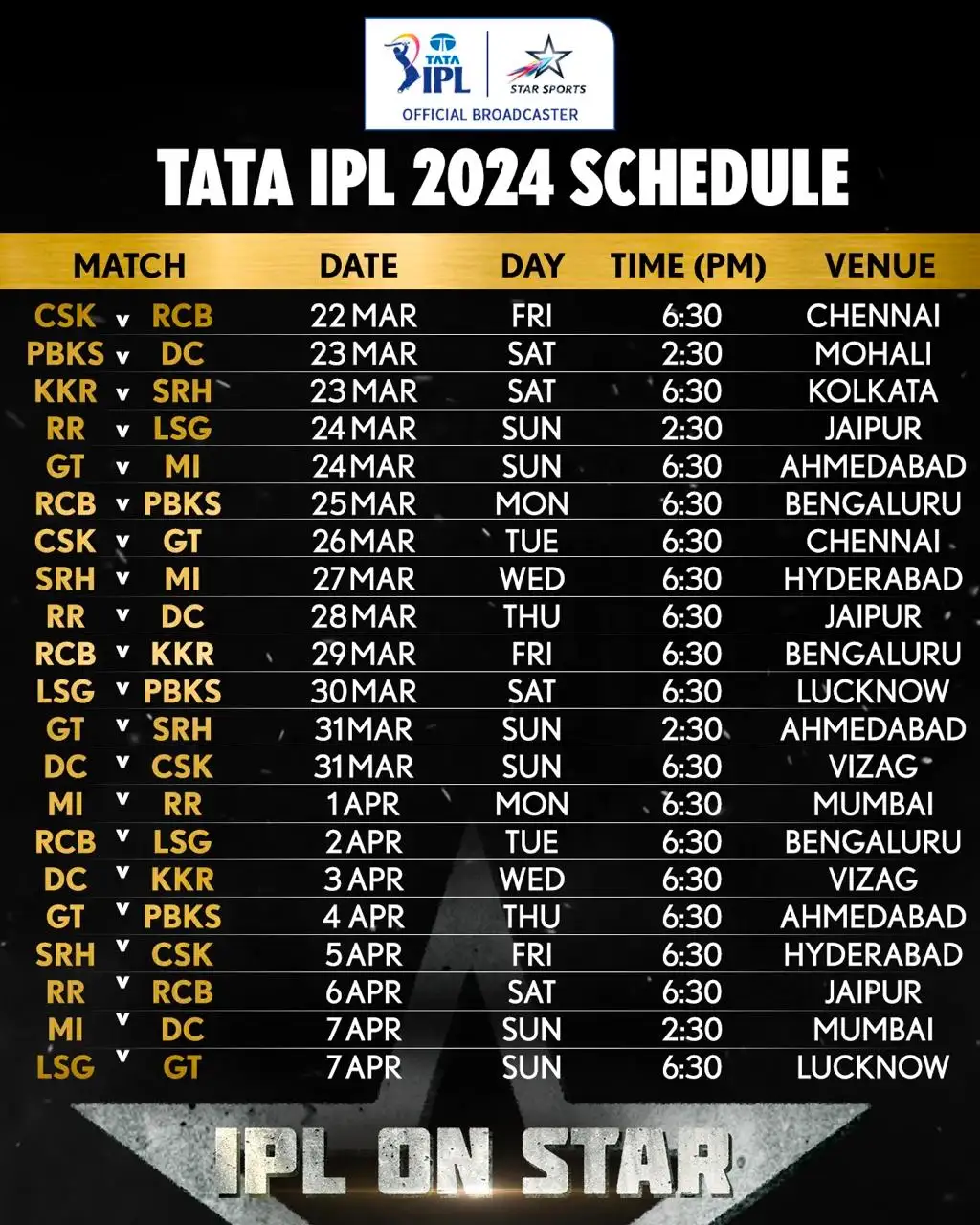 IPL schedule